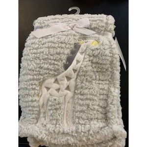 Cudlie Buttons & Stitches Baby Blanket Waffle Fleece Giraffe Gray White